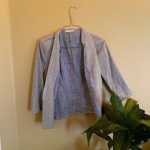 Skies Are Blue Striped Chambray Blazer